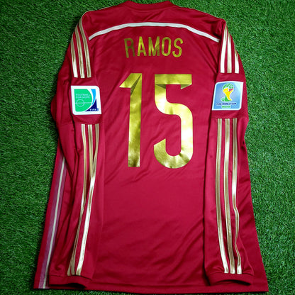Ramos Spain 2014 WORLD CUP Long Sleeve Soccer Jersey M SKU# M60434