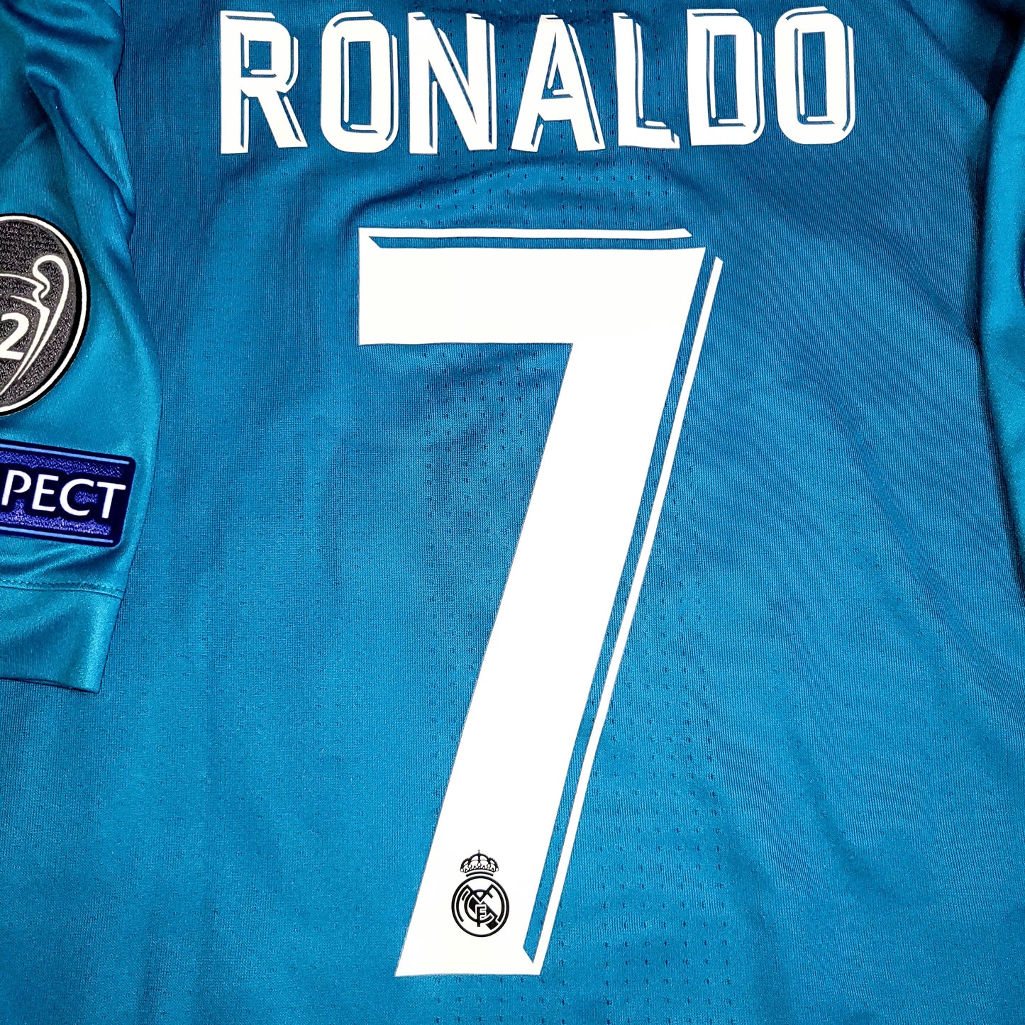Cristiano Ronaldo Real Madrid 2017 2018 UEFA PLAYER ISSUE Third Soccer Jersey L SKU# AZ8061