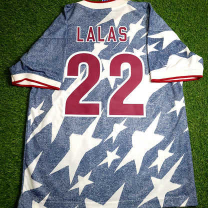 Lalas USA 1994 World Cup US Blue Denim Away Soccer Jersey L