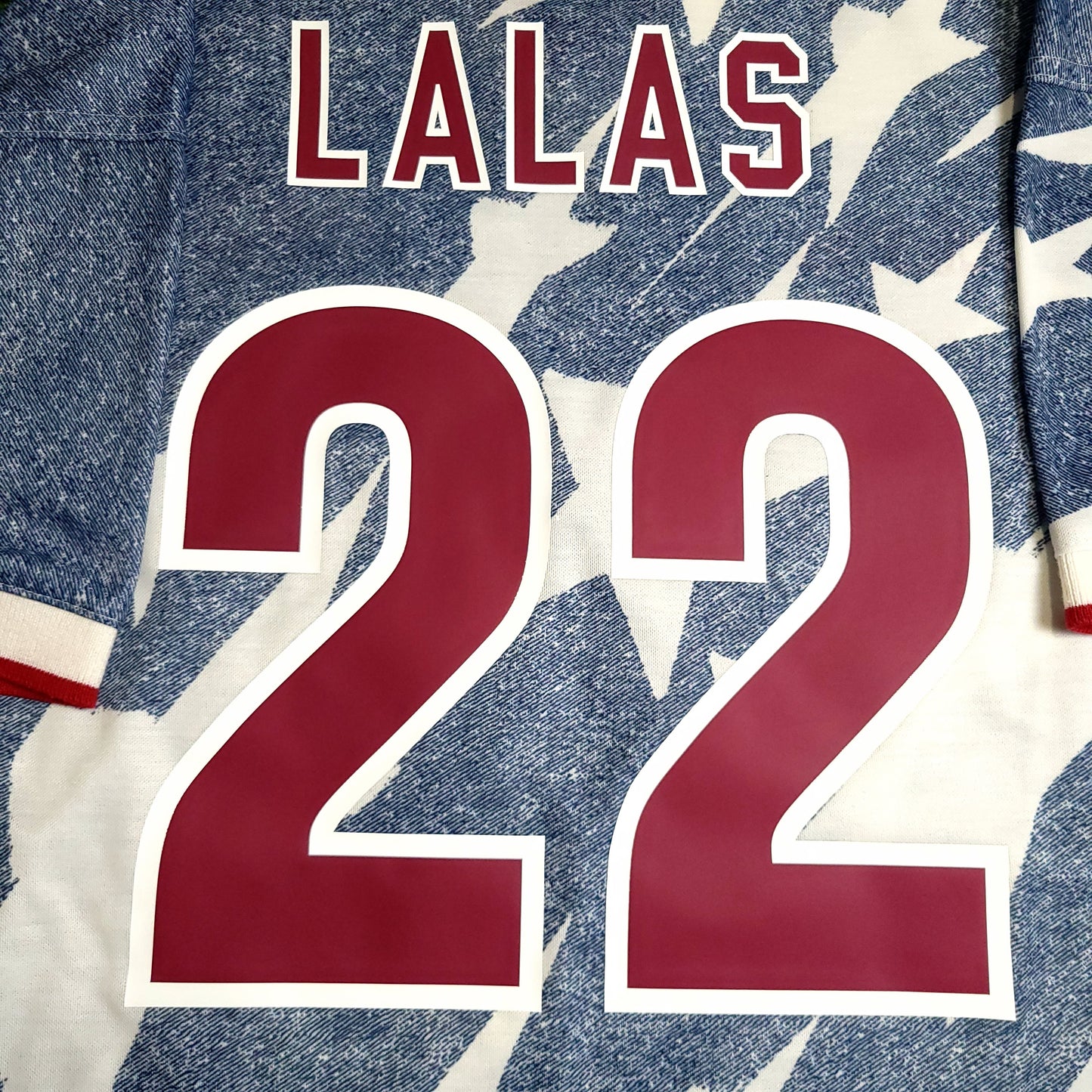 Lalas USA 1994 World Cup US Blue Denim Away Soccer Jersey L