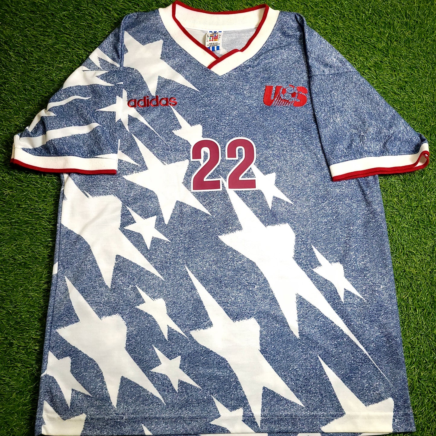 Lalas USA 1994 World Cup US Blue Denim Away Soccer Jersey L