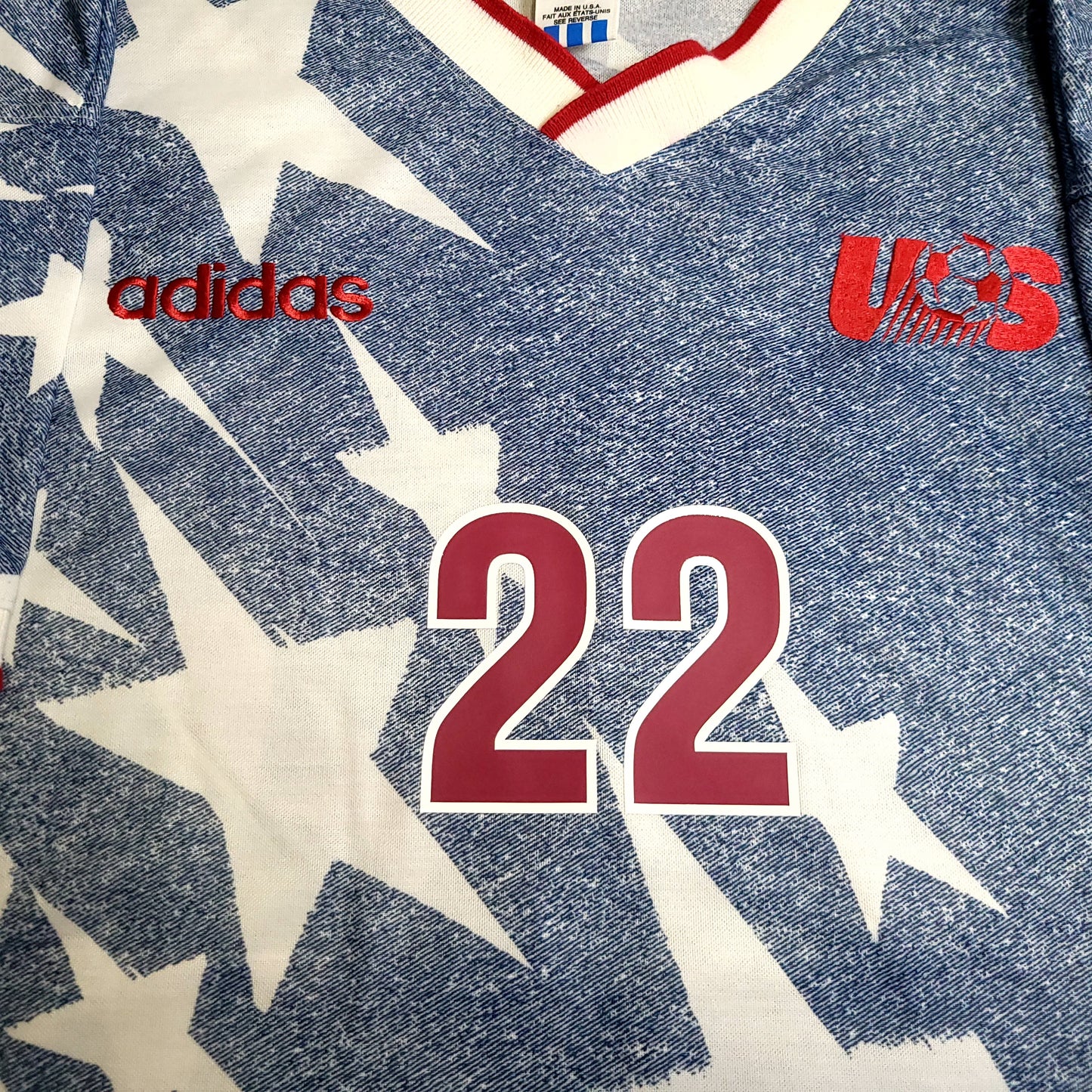 Lalas USA 1994 World Cup US Blue Denim Away Soccer Jersey L