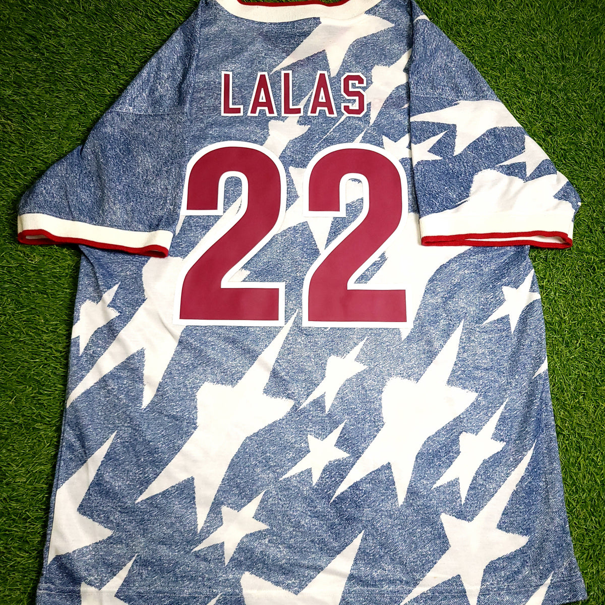 Lalas USA 1994 World Cup US Blue Denim Away Soccer Jersey XL - ForeverSoccerJerseys