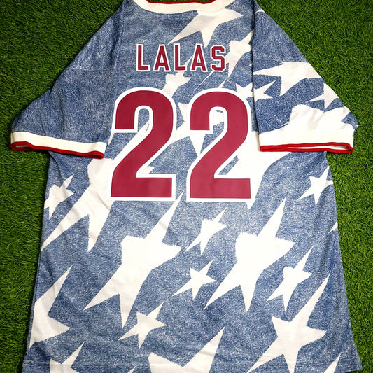 Lalas USA 1994 World Cup US Blue Denim Away Soccer Jersey XL - ForeverSoccerJerseys