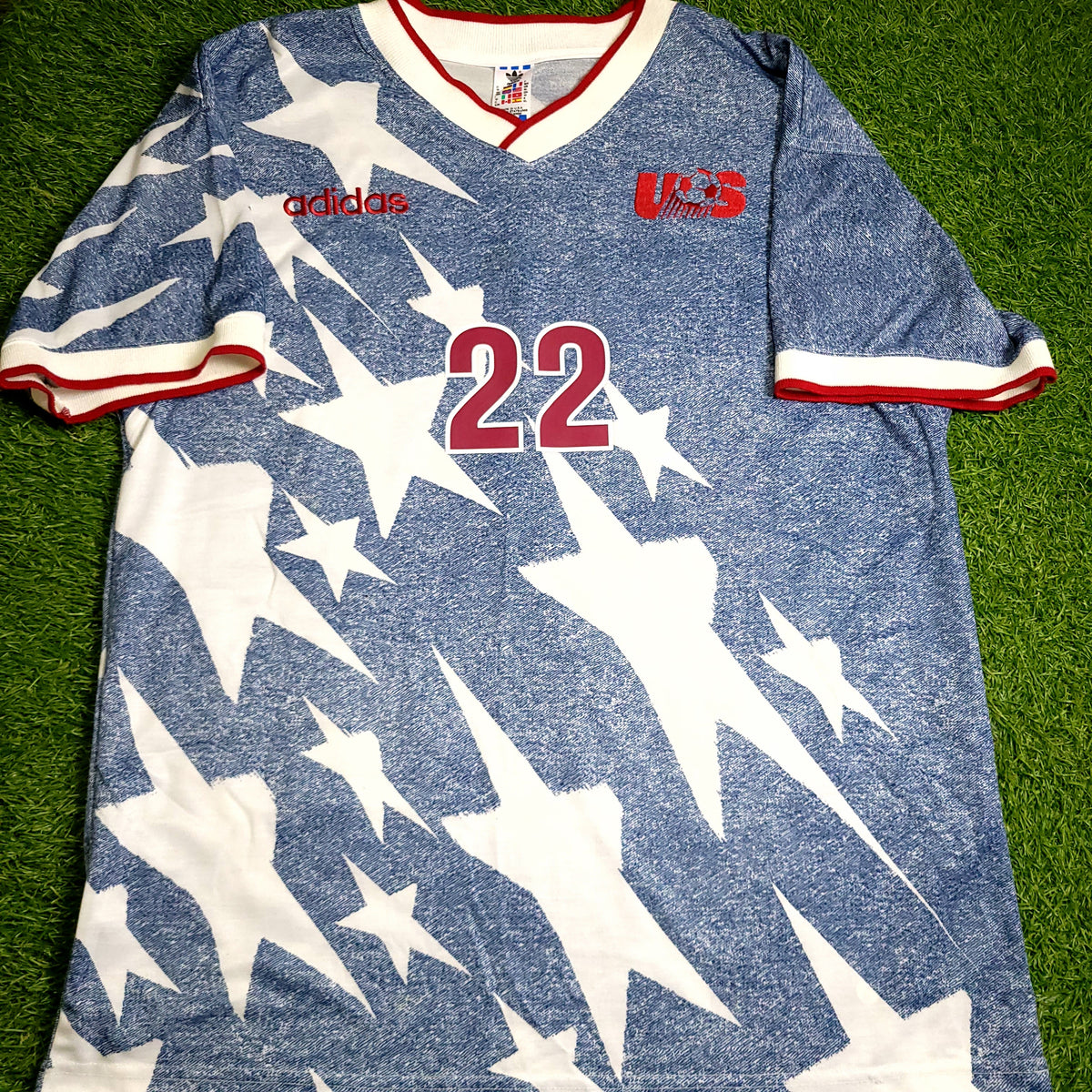 Lalas USA 1994 World Cup US Blue Denim Away Soccer Jersey XL - ForeverSoccerJerseys