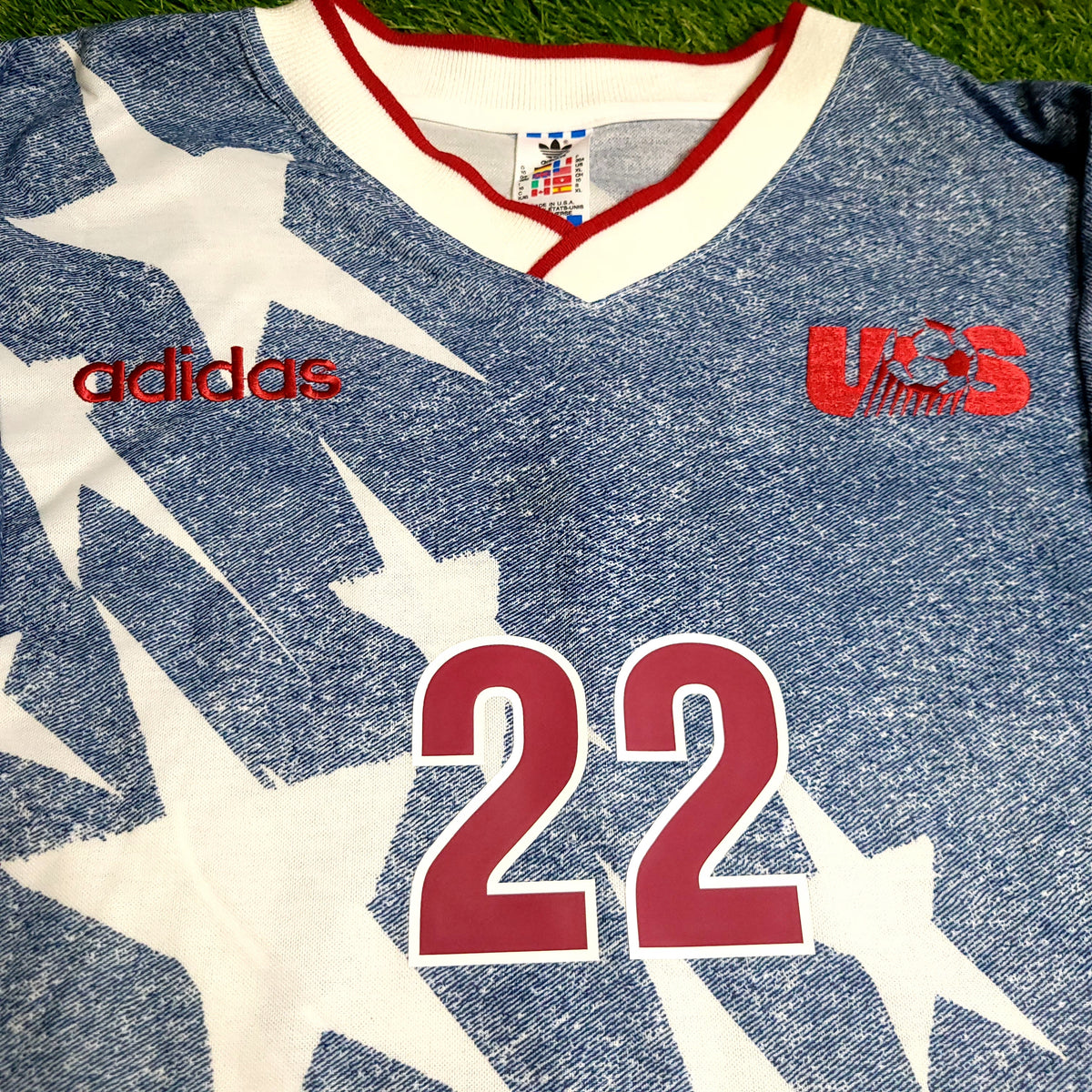 Lalas USA 1994 World Cup US Blue Denim Away Soccer Jersey XL - ForeverSoccerJerseys