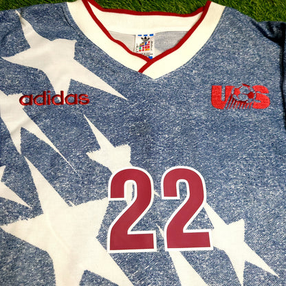 Lalas USA 1994 World Cup US Blue Denim Away Soccer Jersey XL - ForeverSoccerJerseys
