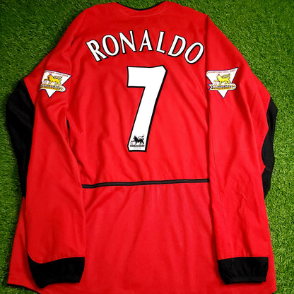 Cristiano Ronaldo Manchester United 2003 2004 DEBUT Long Sleeve Soccer Jersey XL SKU# F20104DHA 184948 - ForeverSoccerJerseys