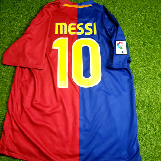 Messi Barcelona TREBLE 2008 2009 Soccer Jersey L SKU# 286784-655 - ForeverSoccerJerseys