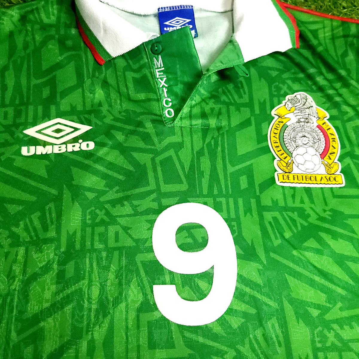 Hugo Sanchez Mexico Umbro 1993 COPA AMERICA Soccer Jersey L - ForeverSoccerJerseys