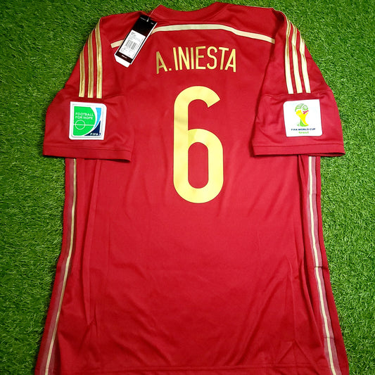 Iniesta Spain 2014 WORLD CUP Soccer Jersey BNWT L SKU# G85279