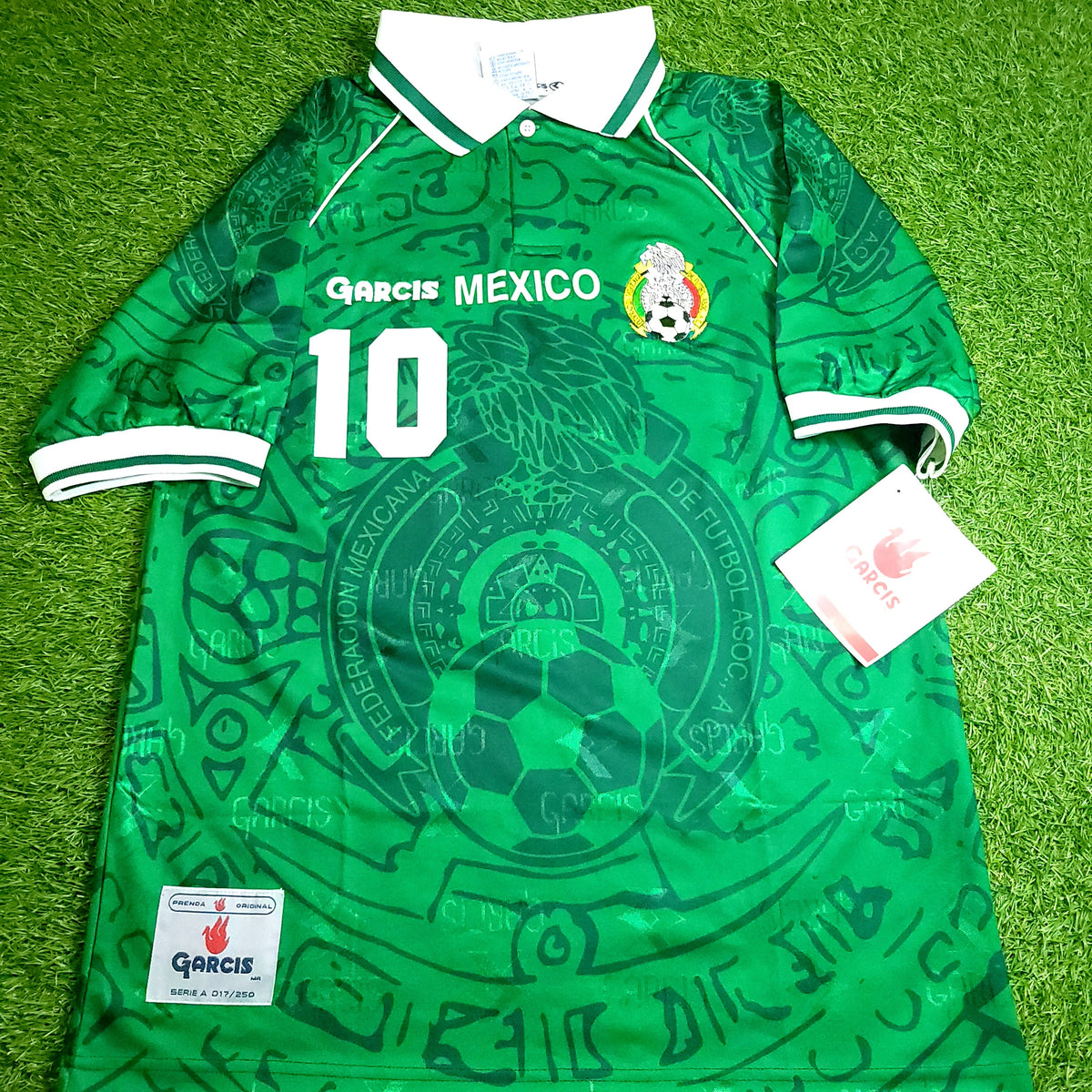 Blanco Mexico Garcis 1999 Confederations Cup Final Soccer Jersey BNWT M - ForeverSoccerJerseys