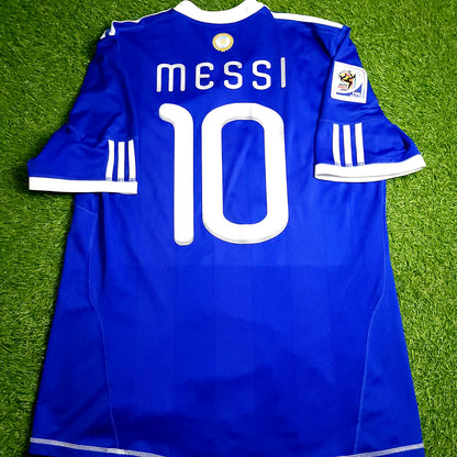 Messi Argentina 2010 WORLD CUP Away Soccer Jersey L SKU# P47053 - ForeverSoccerJerseys