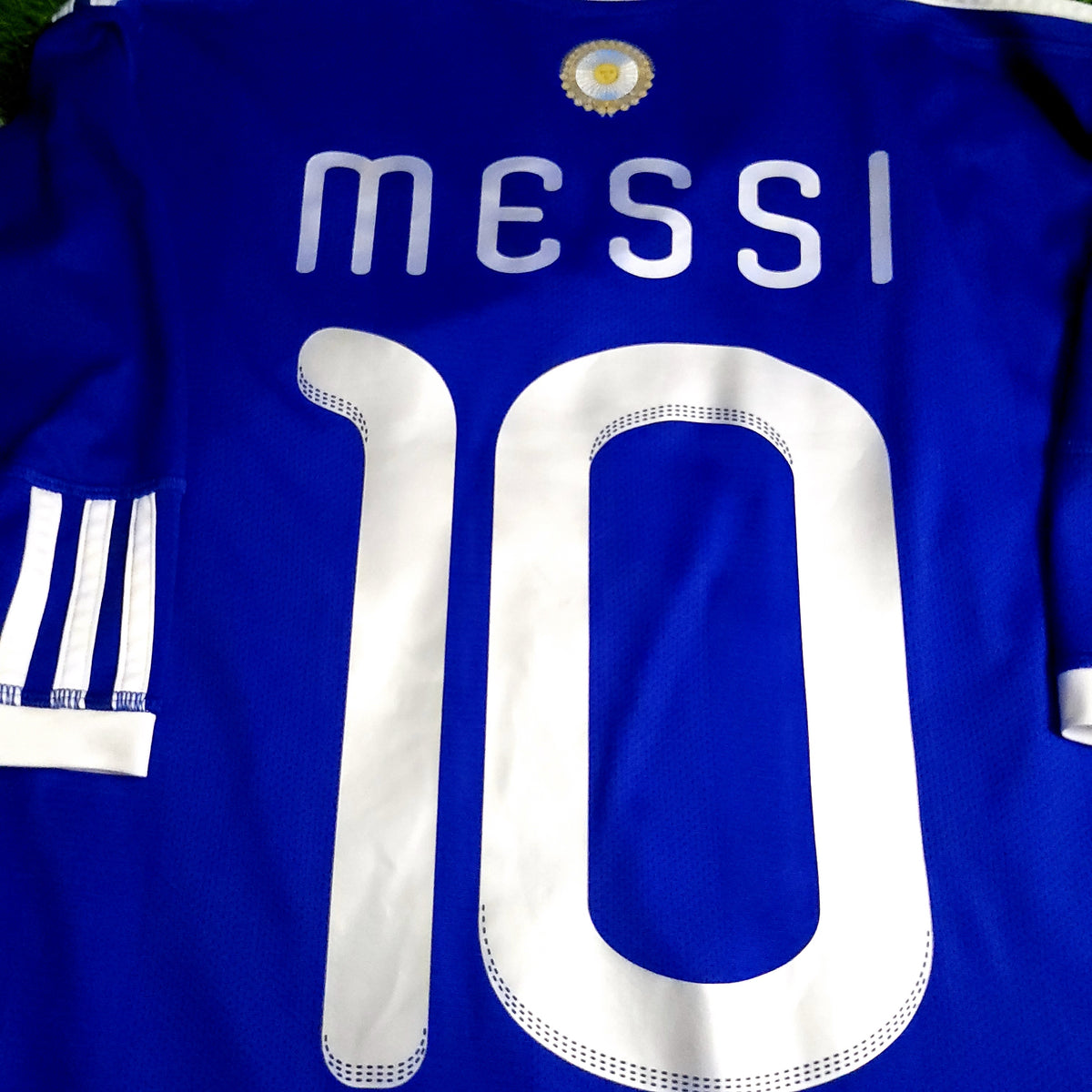 Messi Argentina 2010 WORLD CUP Away Soccer Jersey L SKU# P47053 - ForeverSoccerJerseys