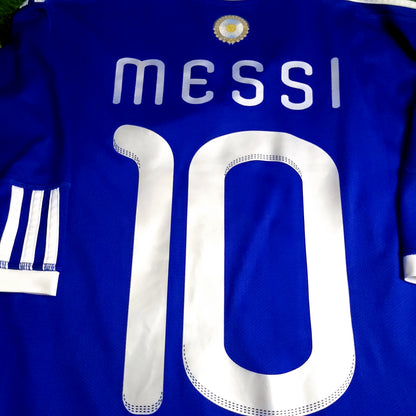 Messi Argentina 2010 WORLD CUP Away Soccer Jersey L SKU# P47053 - ForeverSoccerJerseys