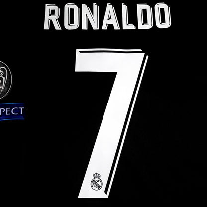 Cristiano Ronaldo Real Madrid 2017 2018 UEFA Long Sleeve Away Soccer Jersey L SKU# B31088 - ForeverSoccerJerseys