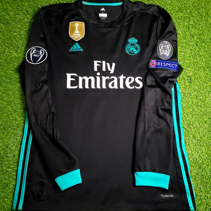 Cristiano Ronaldo Real Madrid 2017 2018 UEFA Long Sleeve Away Soccer Jersey L SKU# B31088 - ForeverSoccerJerseys