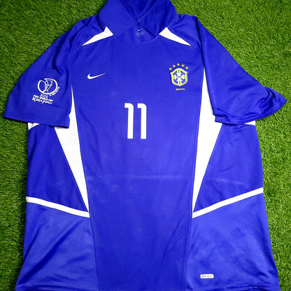 Ronaldinho Brazil 2002 WORLD CUP Away Soccer Jersey L