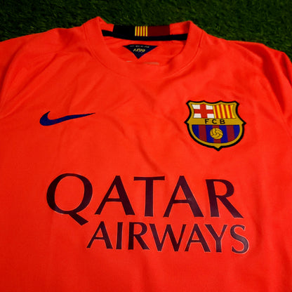Messi Barcelona 2014 2015 TREBLE Away Long Sleeve Soccer Jersey M SKU# 618738-672