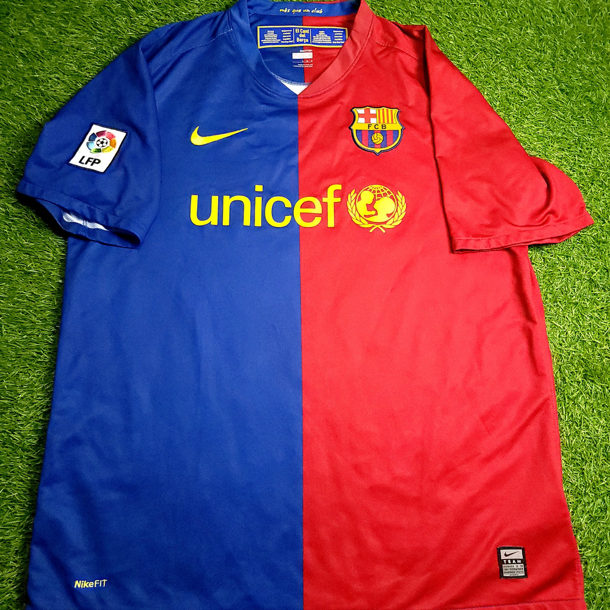 Messi Barcelona TREBLE 2008 2009 Soccer Jersey L SKU# 286784-655 - ForeverSoccerJerseys