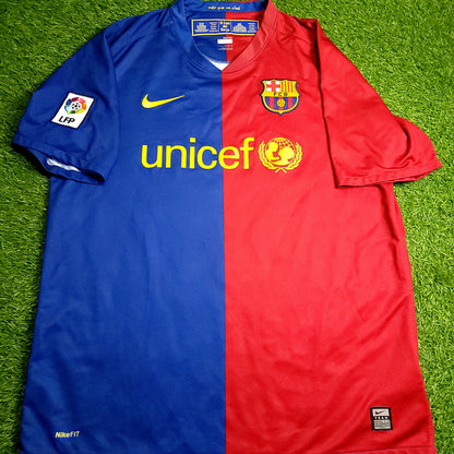 Messi Barcelona TREBLE 2008 2009 Soccer Jersey L SKU# 286784-655 - ForeverSoccerJerseys
