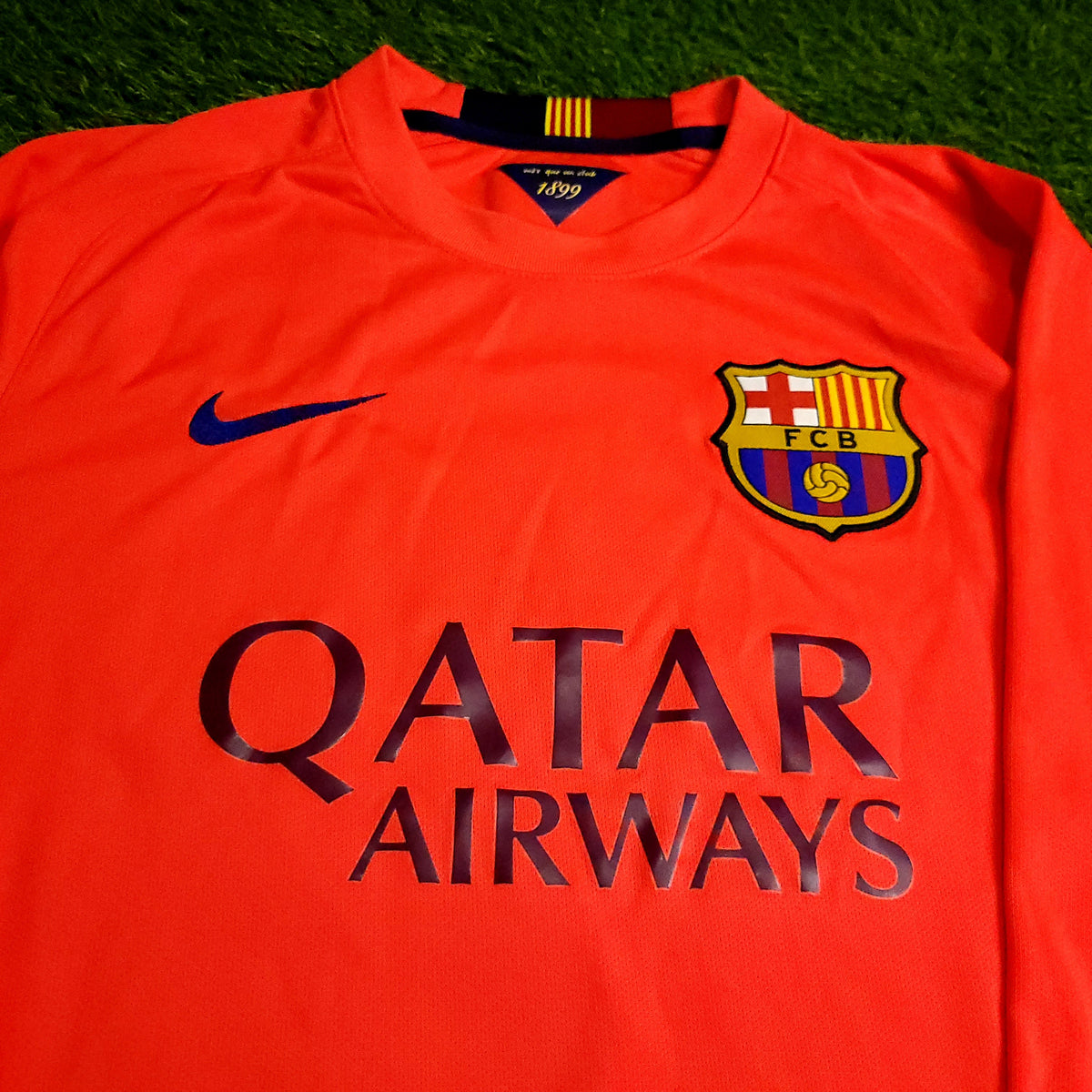 Messi Barcelona 2014 2015 TREBLE Away Long Sleeve Soccer Jersey L SKU# 618738-672