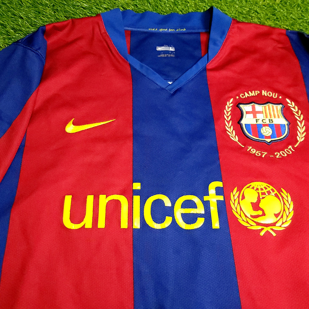 Messi Barcelona Anniversary 2007 2008 Soccer Jersey L SKU# 237741-655 - ForeverSoccerJerseys