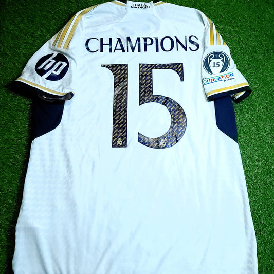 Real Madrid 2023 2024 UEFA PLAYER ISSUE Celebratory Soccer Jersey XL SKU# IA5139