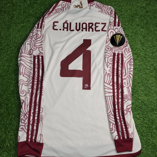 Alvarez Mexico 2022 2023 GOLD CUP Long Sleeve Away Soccer Jersey Shirt M SKU HE8853 Adidas