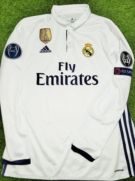 Bale Real Madrid 2016 2017 Home Long Sleeve UEFA Soccer Jersey Shirt M SKU# AI5184 Adidas