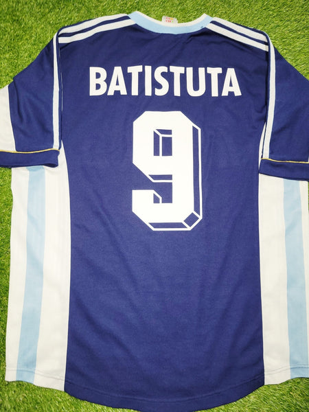 Batistuta Argentina 1998 WORLD CUP Away Soccer Jersey Shirt L Adidas