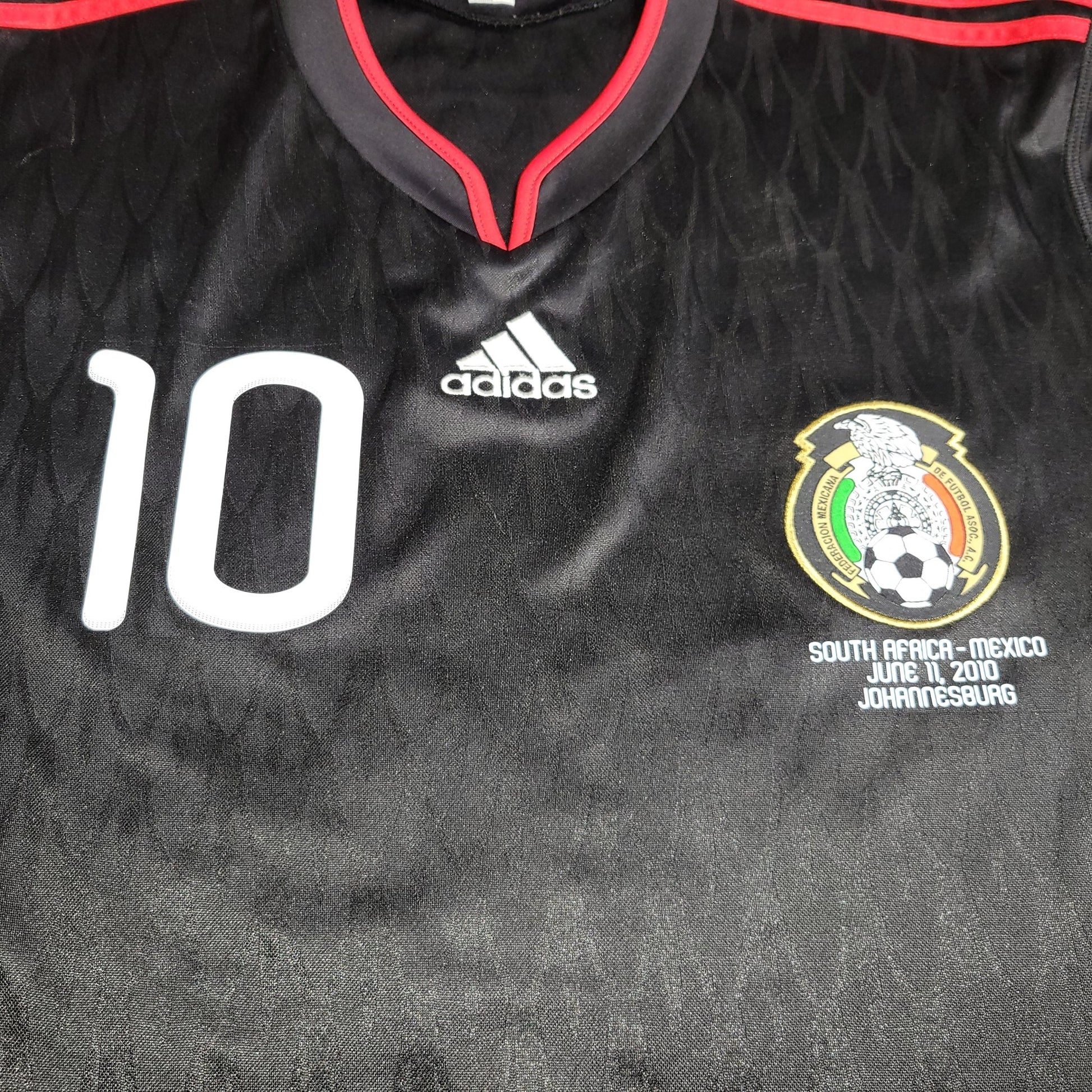 Blanco Mexico 2010 WORLD CUP Away Black Soccer Jersey Shirt L SKU P41397 Adidas