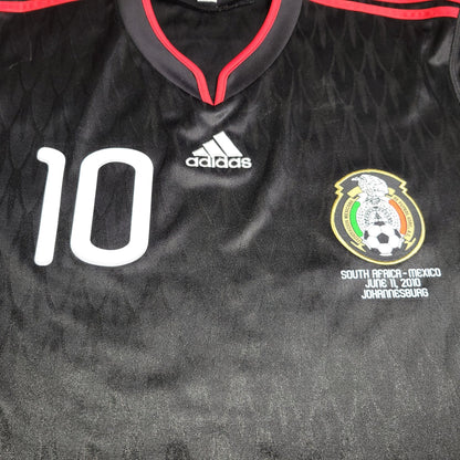 Blanco Mexico 2010 WORLD CUP Away Black Soccer Jersey Shirt L SKU P41397 Adidas