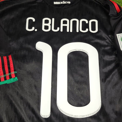 Blanco Mexico 2010 WORLD CUP Away Black Soccer Jersey Shirt L SKU P41397 Adidas