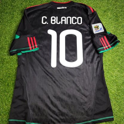 Blanco Mexico 2010 WORLD CUP Away Black Soccer Jersey Shirt L SKU P41397 Adidas