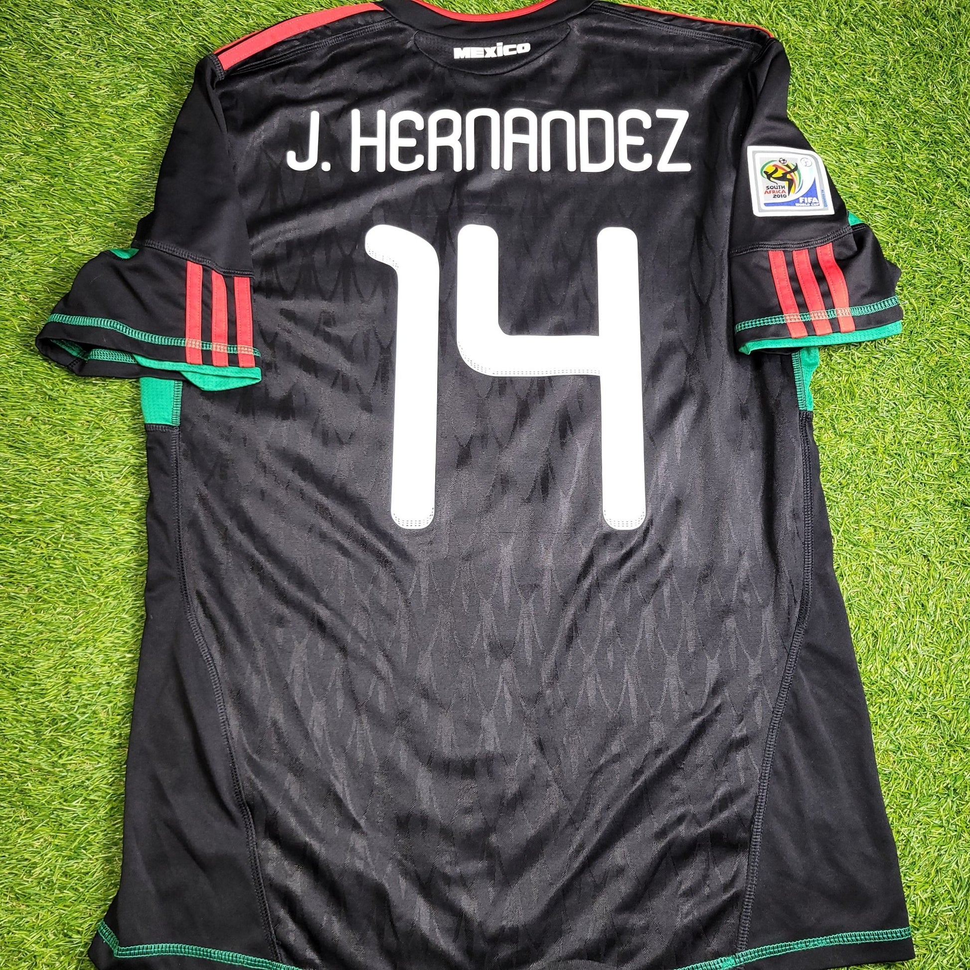 Chicharito Mexico 2010 WORLD CUP Away Black Soccer Jersey Shirt L SKU P41397 Adidas