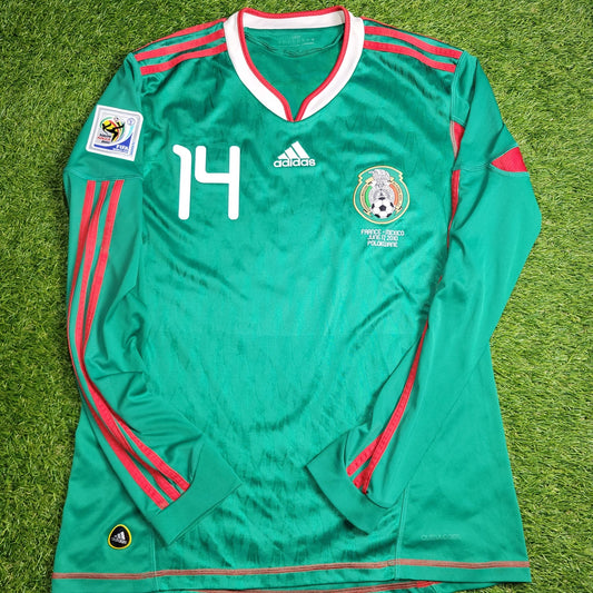 Chicharito Mexico 2010 WORLD CUP Home Long Sleeve Soccer Jersey Shirt M SKU P41409 Adidas