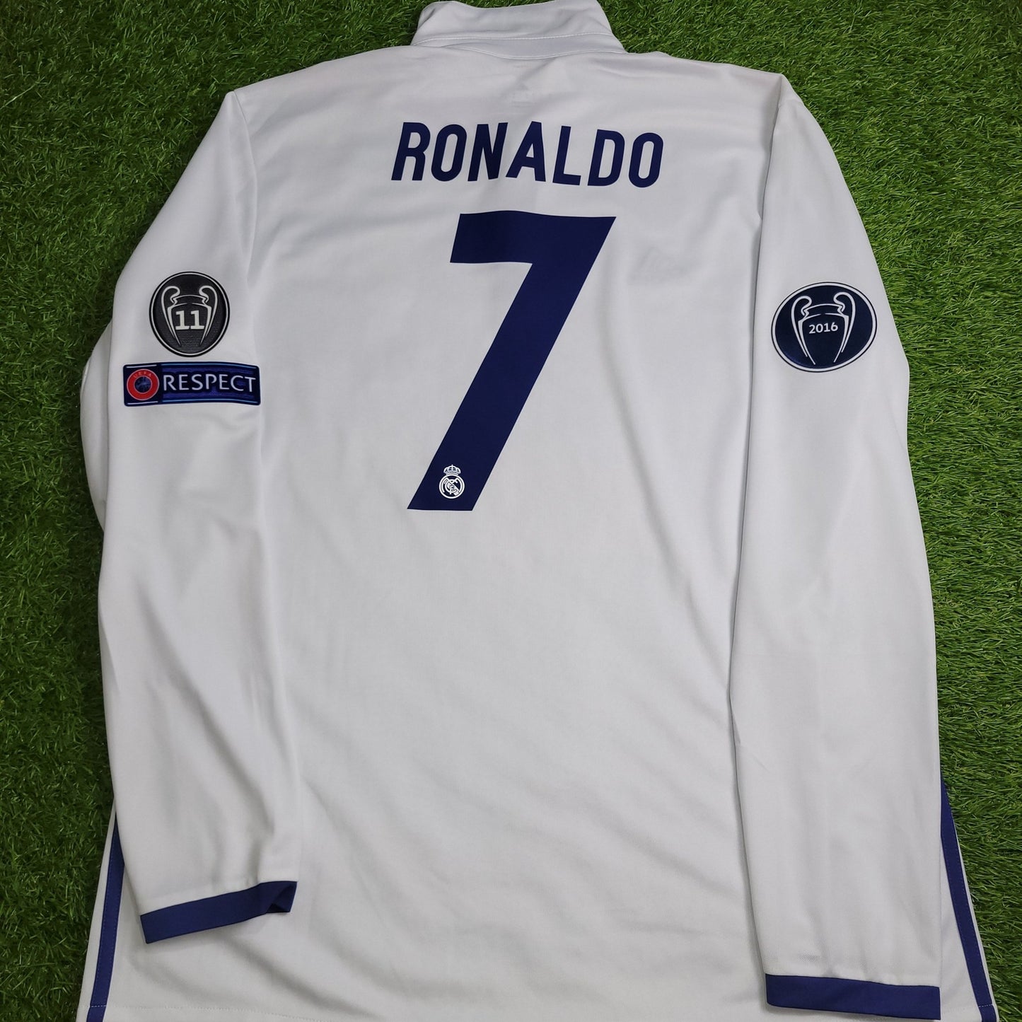 Cristiano Ronaldo Real Madrid 2016 2017 UEFA Home Long Sleeve Soccer Jersey Shirt L SKU AI5184 Adidas