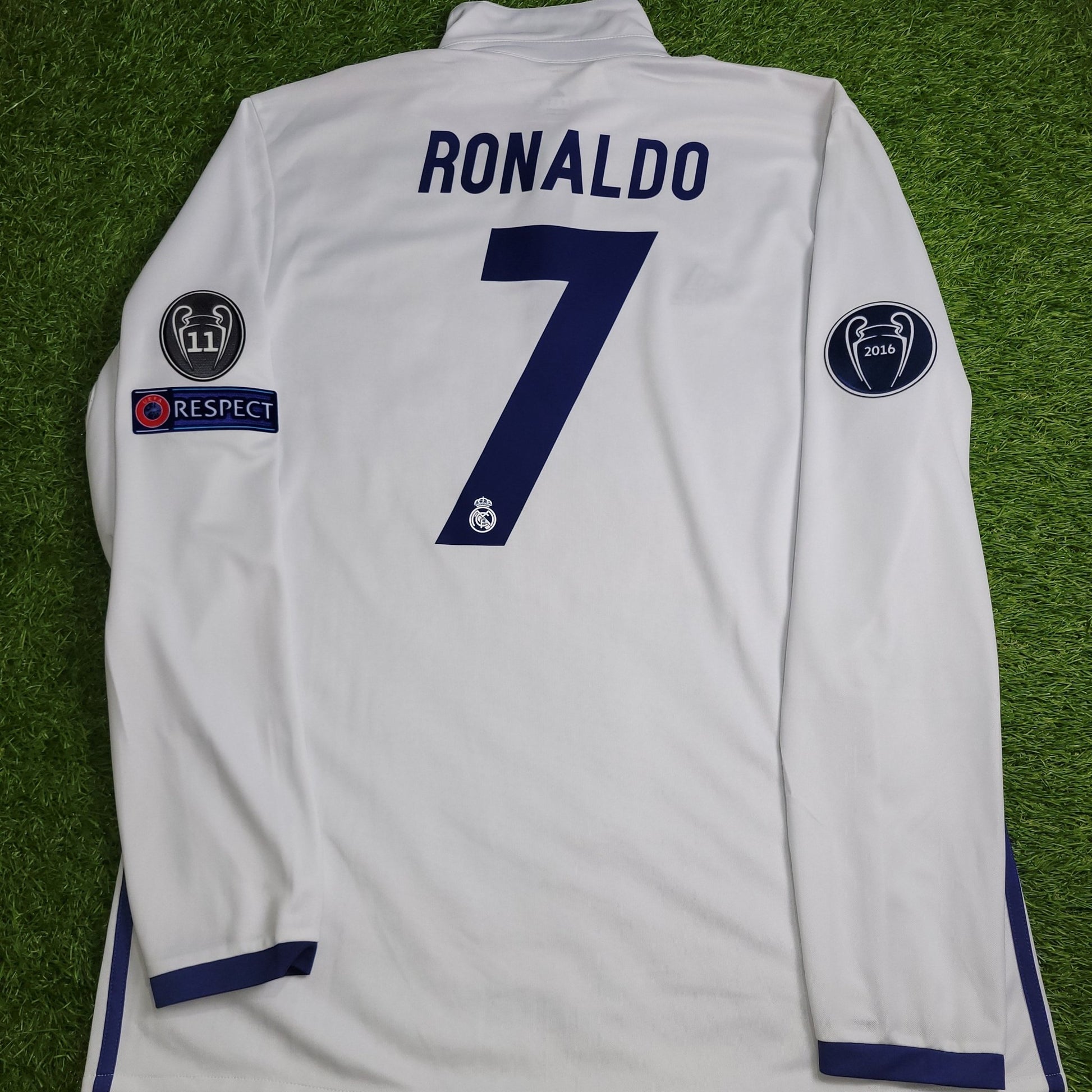 Cristiano Ronaldo Real Madrid 2016 2017 UEFA Home Long Sleeve Soccer Jersey Shirt L SKU AI5184 Adidas