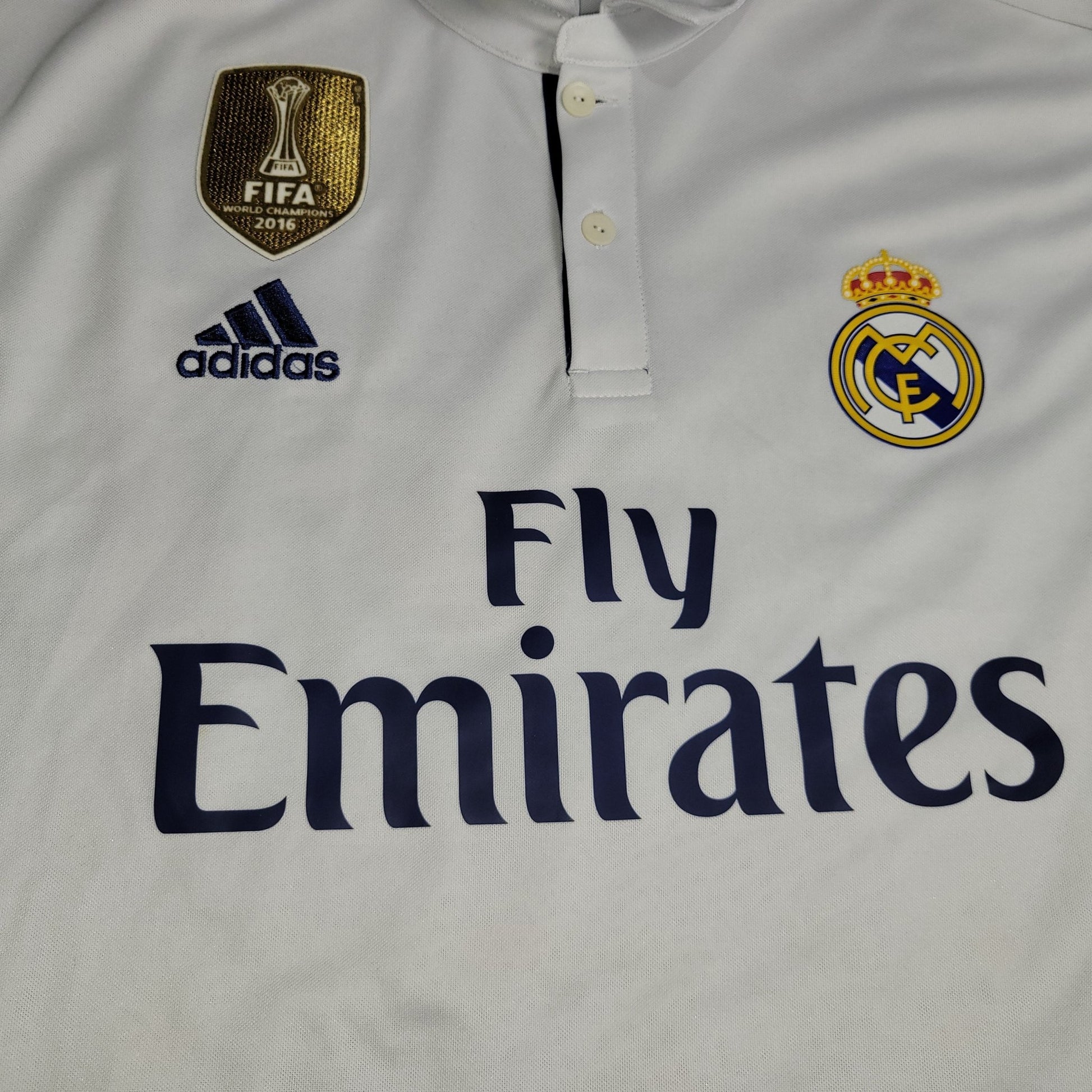 Cristiano Ronaldo Real Madrid 2016 2017 UEFA Home Long Sleeve Soccer Jersey Shirt L SKU AI5184 Adidas