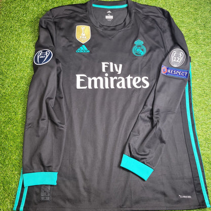 Cristiano Ronaldo Real Madrid 2017 2018 UEFA Long Sleeve Away Soccer Jersey Shirt XL SKU B31088 Adidas