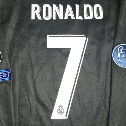 Cristiano Ronaldo Real Madrid 2017 2018 UEFA Long Sleeve Away Soccer Jersey Shirt XL SKU B31088 Adidas