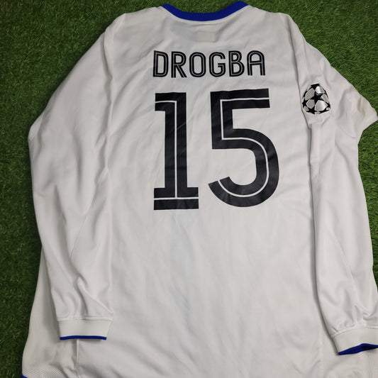 Drogba Chelsea DEBUT 2003 2004 2005 UEFA Away Long Sleeve Soccer Jersey Shirt XL Umbro