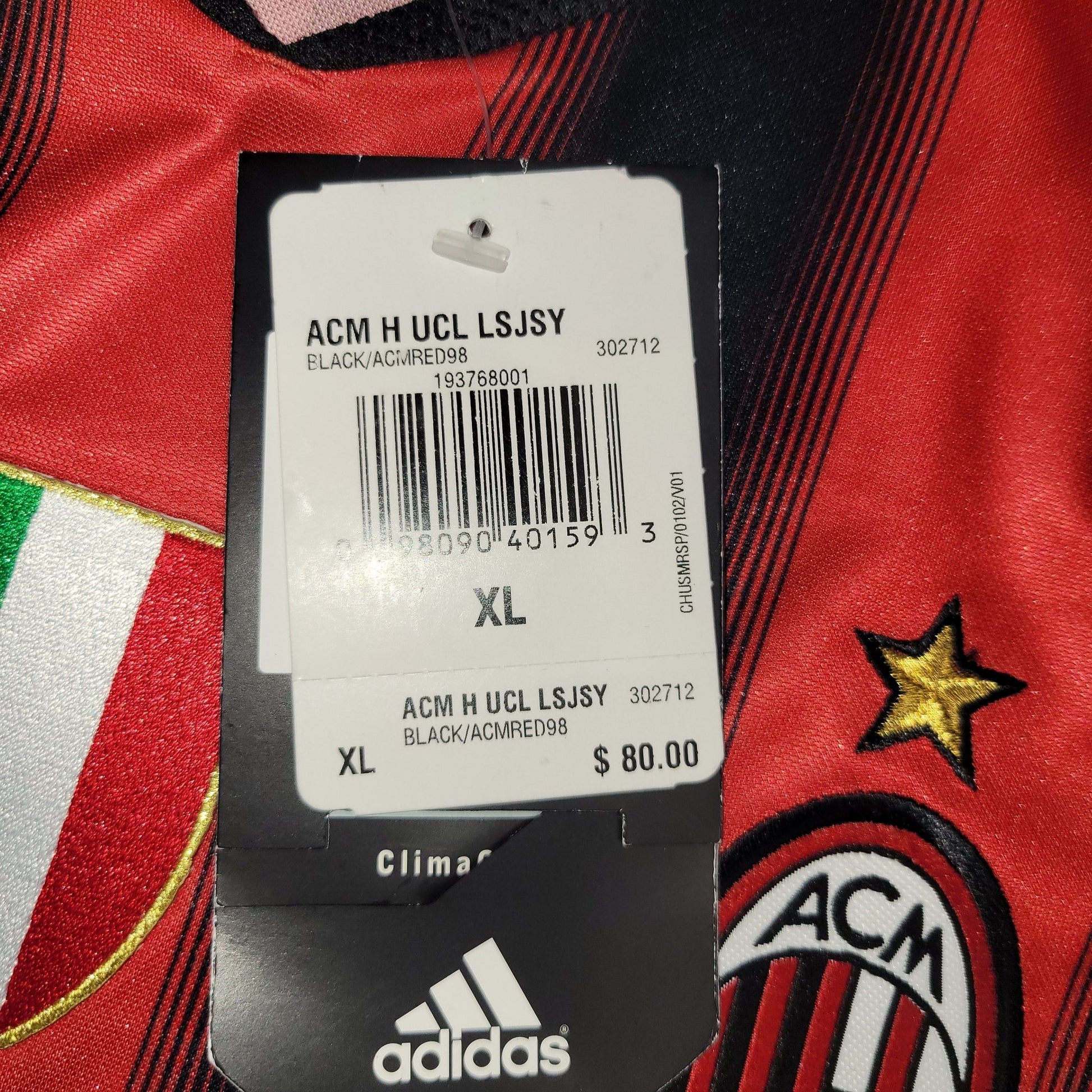Kaka AC Milan 2004 2005 UEFA Long Sleeve Home Soccer Jersey Shirt BNWT XL SKU 302712 Adidas