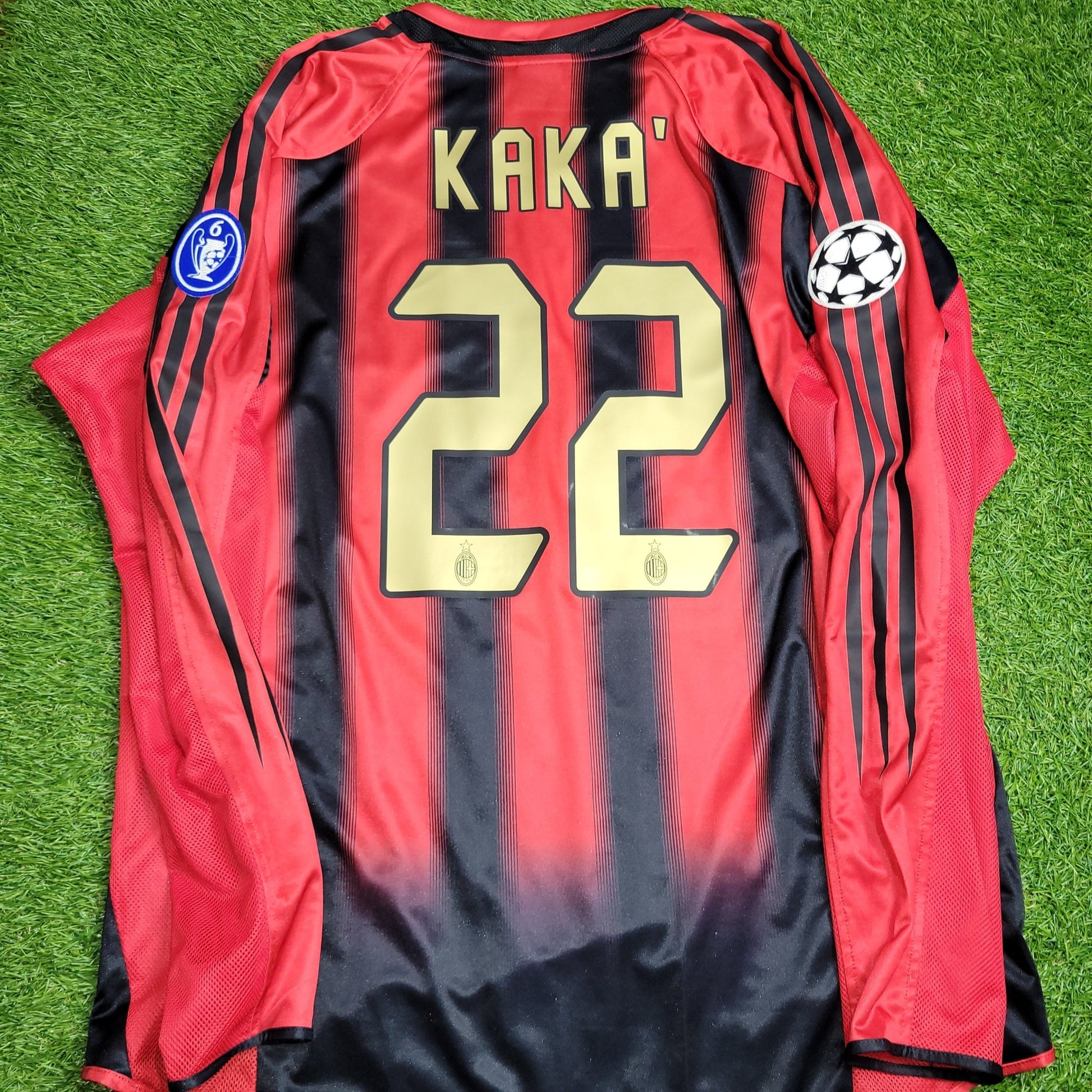 Kaka AC Milan 2004 2005 UEFA Long Sleeve Home Soccer Jersey Shirt L SKU# 302712 AHJ001 Adidas