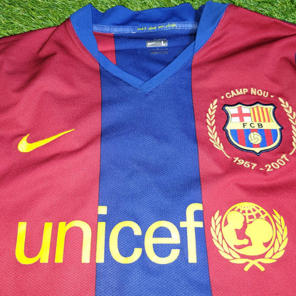 Marquez Barcelona Anniversary Home 2007 2008 Long Sleeve Soccer Jersey Shirt L SKU# 244793 - 655 Nike