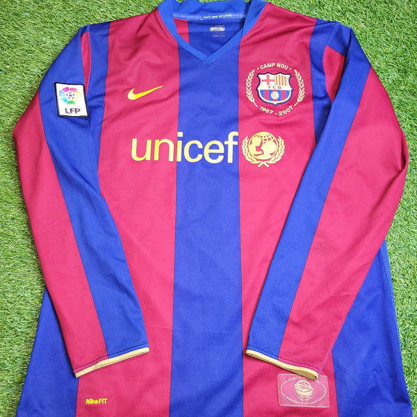 Marquez Barcelona Anniversary Home 2007 2008 Long Sleeve Soccer Jersey Shirt L SKU# 244793 - 655 Nike