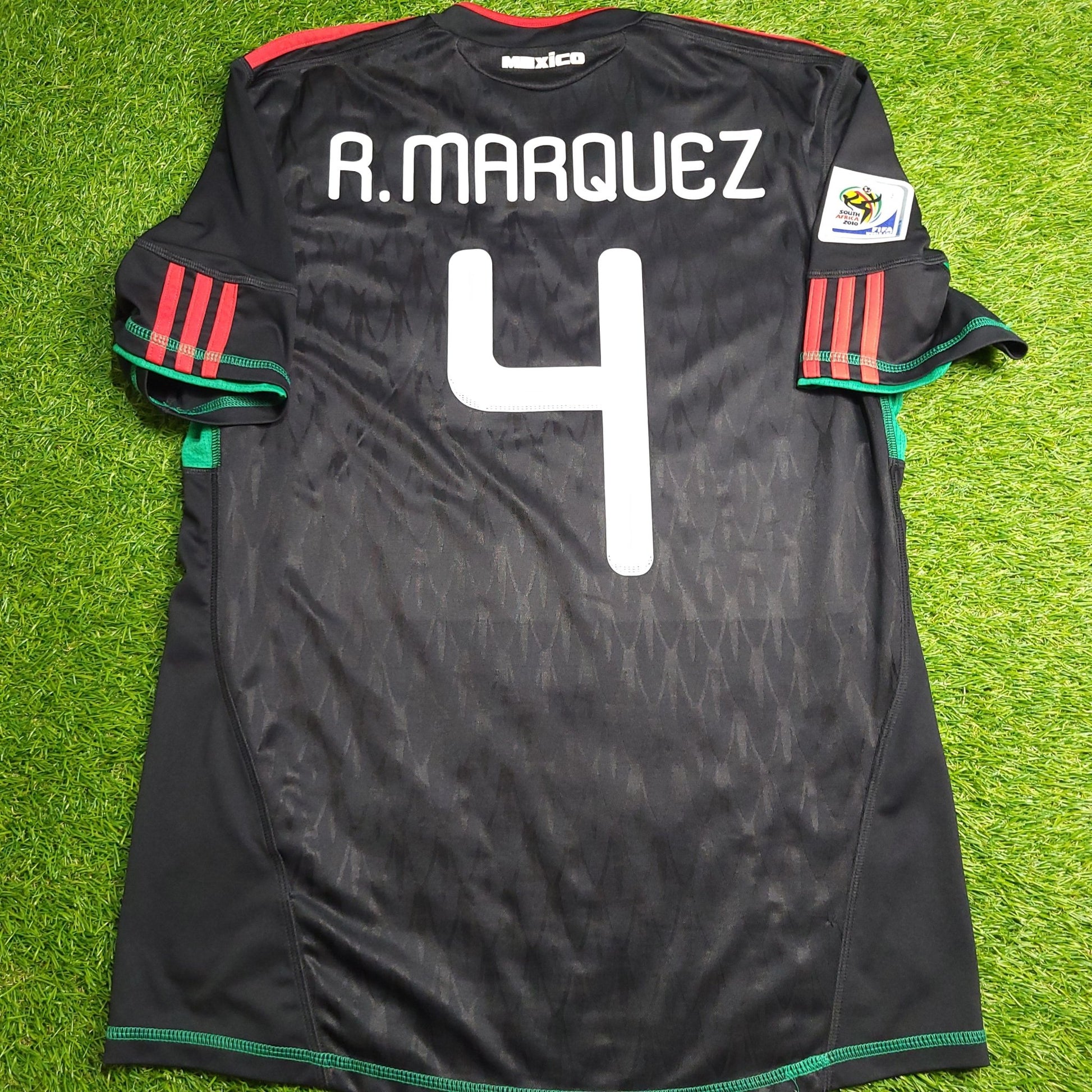 Marquez Mexico 2010 WORLD CUP Away Black Soccer Jersey Shirt L SKU# P41397 Adidas