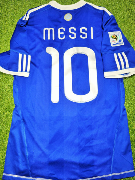 Messi Argentina 2010 WORLD CUP Away Soccer Jersey Shirt M SKU# P47053 AZB001 Adidas