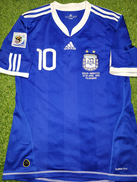 Messi Argentina 2010 WORLD CUP Away Soccer Jersey Shirt M SKU# P47053 AZB001 Adidas
